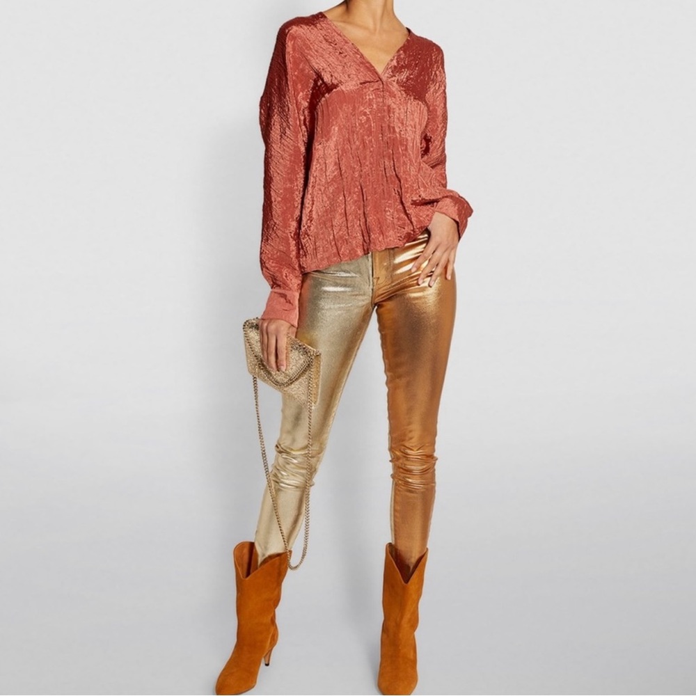 J Brand x Halpern Gold and Copper Maria Jeans